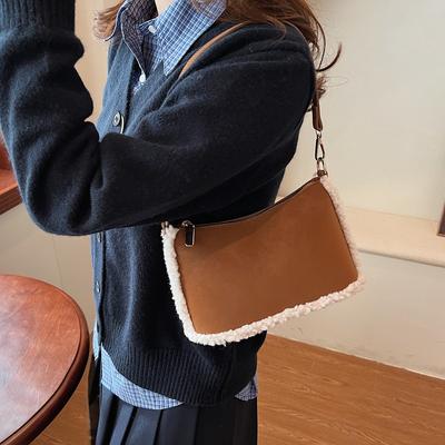 Autumn and Winter New Fashion Plush Handbag Matte Hand Bag Shoulder Messenger Bag Women's Commuter Leisure Trend