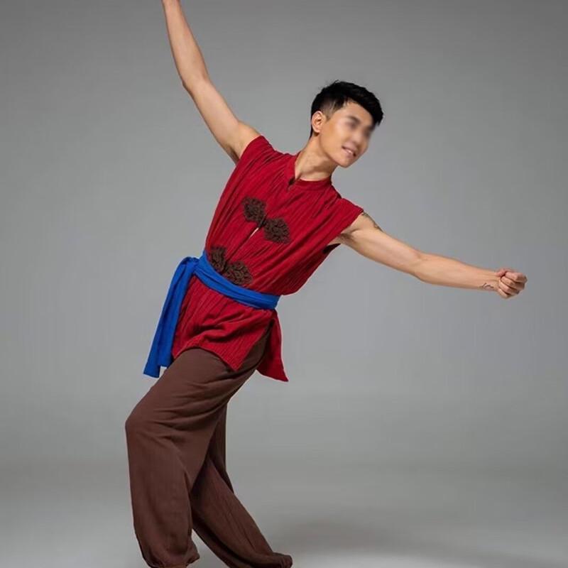 Men s Sleeveless Yangge Folk Dance Costume for Harvest Festival 2XL