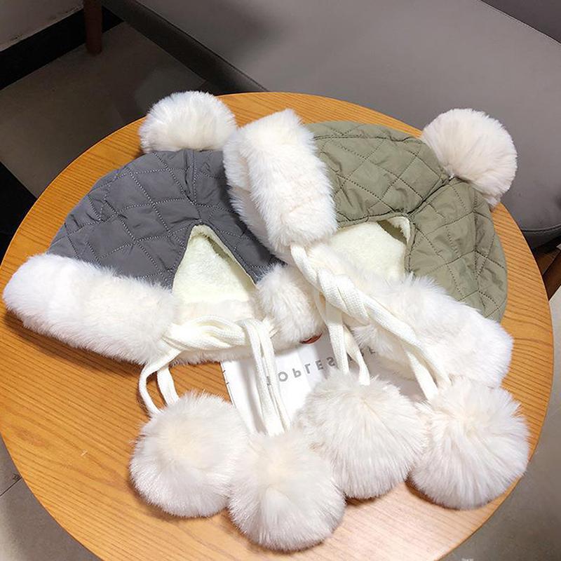 Winter Warm Hat Plush Thicken Windproof Ear Protection Cap Outdoor Cold Proof Pullover Hat For Women