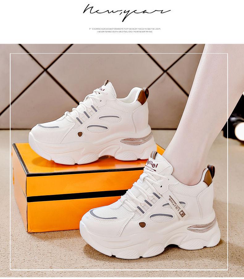 

Женские легкие кроссовки на толстой подошве с сеткой, увеличивающие рост, новые, осенне-зимние, для невысоких, повседневные, спортивные 40