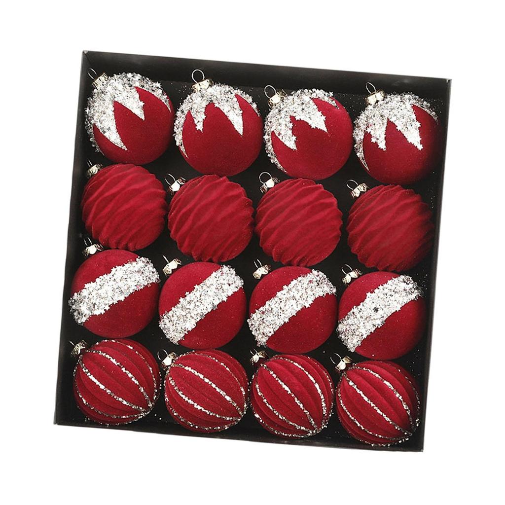 16 Pieces Velvet Christmas Balls,Sturdy,Elegant,Decorative,Hanging Christmas Tree Decor,for Festivals Wedding Party Xmas Tree