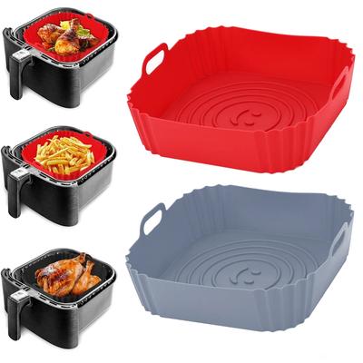 Yeniden Kullanılabilir Airfryer Tava Astarı Aksesuarları Silikon Airfryer Fırın Pişirme Tepsisi Pizza Tavuk Airfryer Yapışmaz Silikon Kalıp