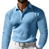 Autumn and Winter Fashion Men's T-shirt Waffle Collar Button Slimming Long Sleeve Polo Shirt Men T Shirts