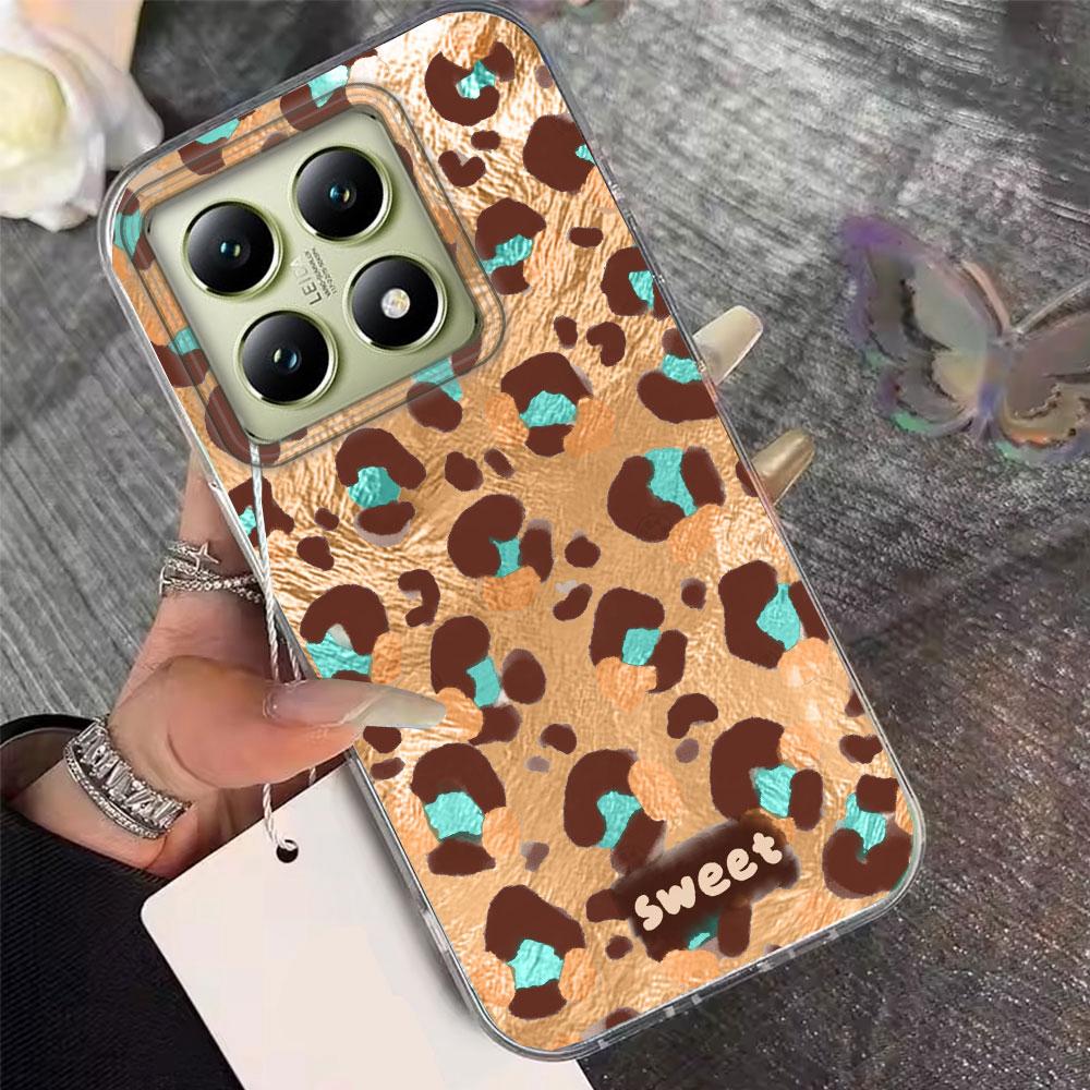 Vintage Pink Leopard Print Girls Phone Case for Xiaomi 13T 14T 11 Lite NE Poco X5 M6 Pro X6 X7 X3 Pro NFC C65 C61 M5S Back Cover