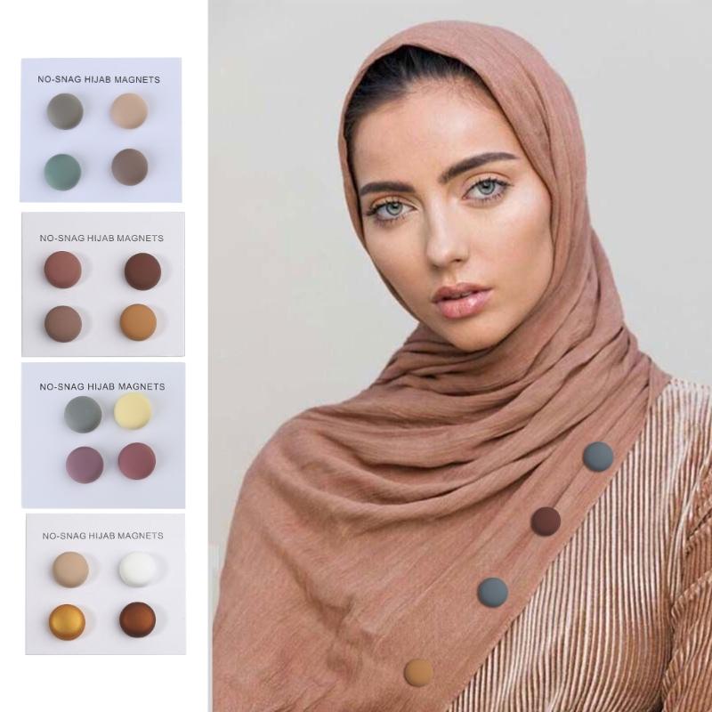 4x Safe Hijab Brooch Strong Metal Magnet Hijab Clip Luxury Accessory No Hole Pins Brooches For Muslim Scarf Party Decor