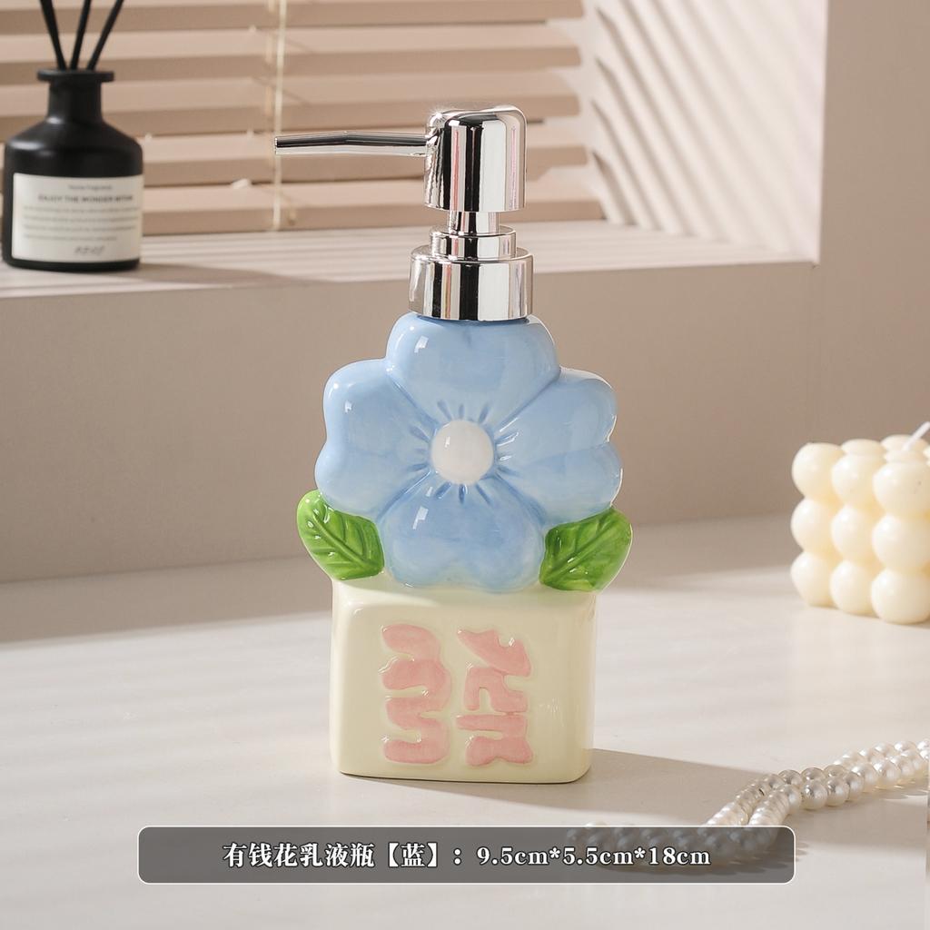 Soap dispenser creative flower lotion press bottle hand sanitizer bottle bathroom shower gel shampoo ceramic bottle bathroom
