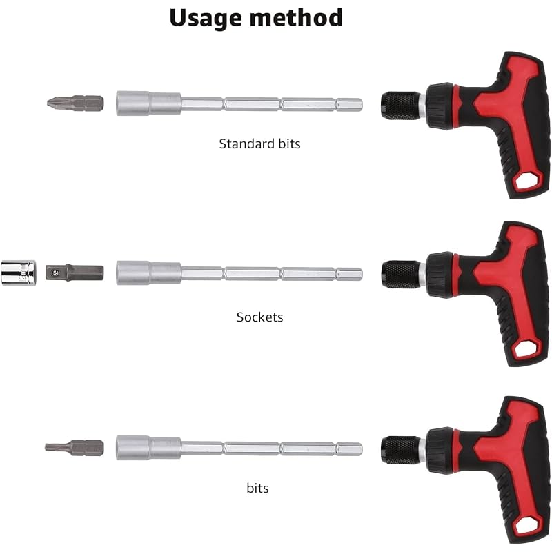Amazon Basics 27-Piece Ratchet Screwdriver Set with Magnetic T-Handle, 3-Stage Adjustable (Forward/Reverse/Locked), Chrome Vanadium Steel, Compact