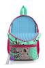 Mini-Yuva-Rucksack, Wassergrün, Neonkoralle, Koala-Muster, zwei Fächer, 23513