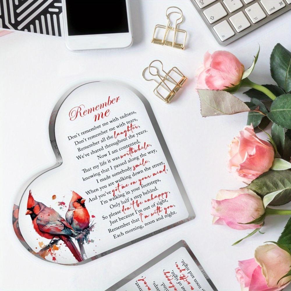 Acrylic Heart Memorial - Sympathy Table Centerpiece for Loss of Loved One