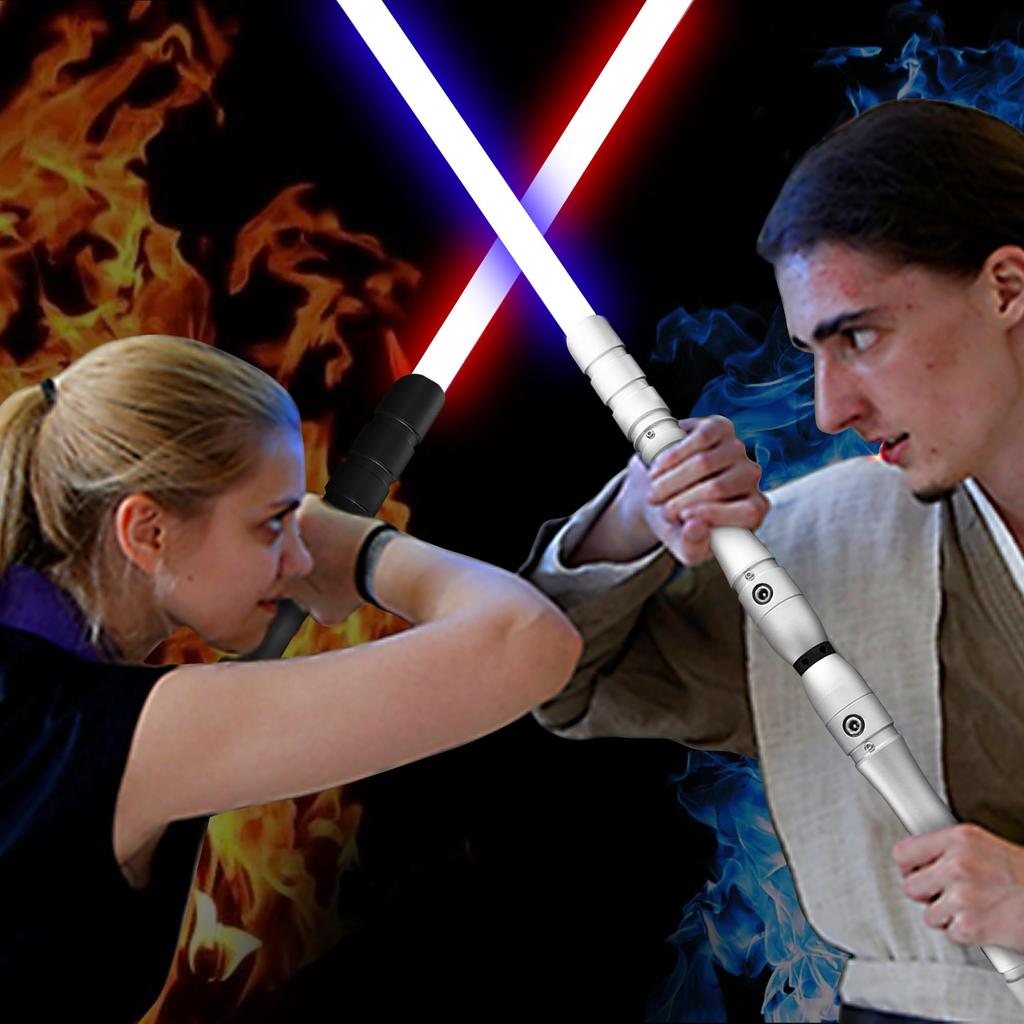 YDD Lightsaber with LED Blade, Metal Hilt, Force FX, Sound Effects, Sensor, Rechargeable Light-Up Sword (Silver-Blue Blade)