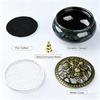 Large Kiln-fired Ceramic Incense Holder Set with Vintage Brass Cover, Includes Fireproof Mat, Coiled Incense Tray and Mesh Cover