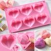 Silicone Mold, Pink 6-Cavity Diamond Heart Shape for Mousse Cake, Mirror Glaze Desserts, DIY Baking and Pastry Decorating