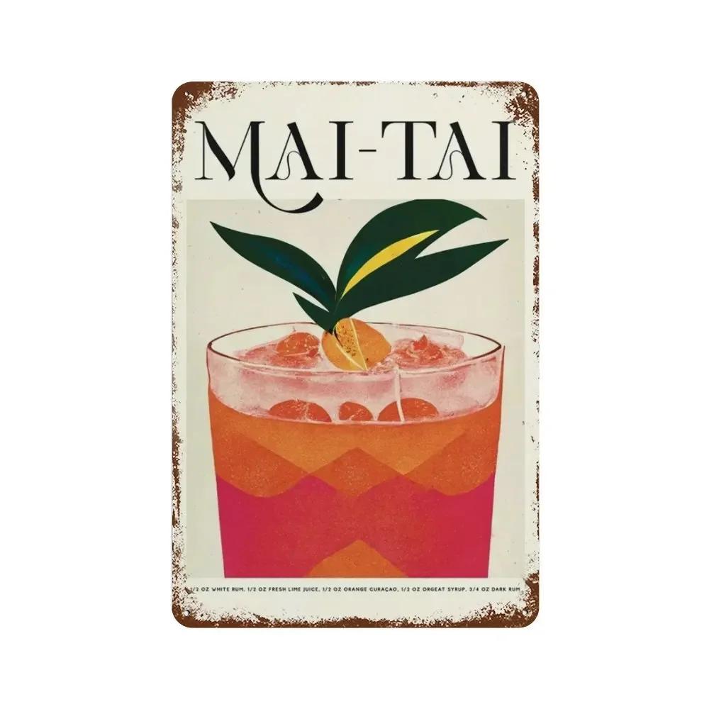 Vintage Fruit Juice Mojito Aperol Spritz Posters and Sangria Drink Negroni Metal Tin Sign Plaque Club Bar Home Decor Wall Pla