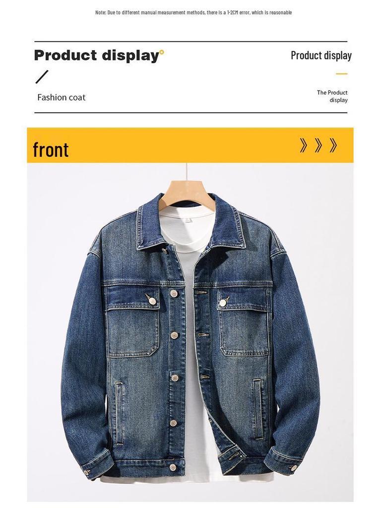 Men's High-Quality Classic Blue Denim Jacket - Autumn/Winter Collection