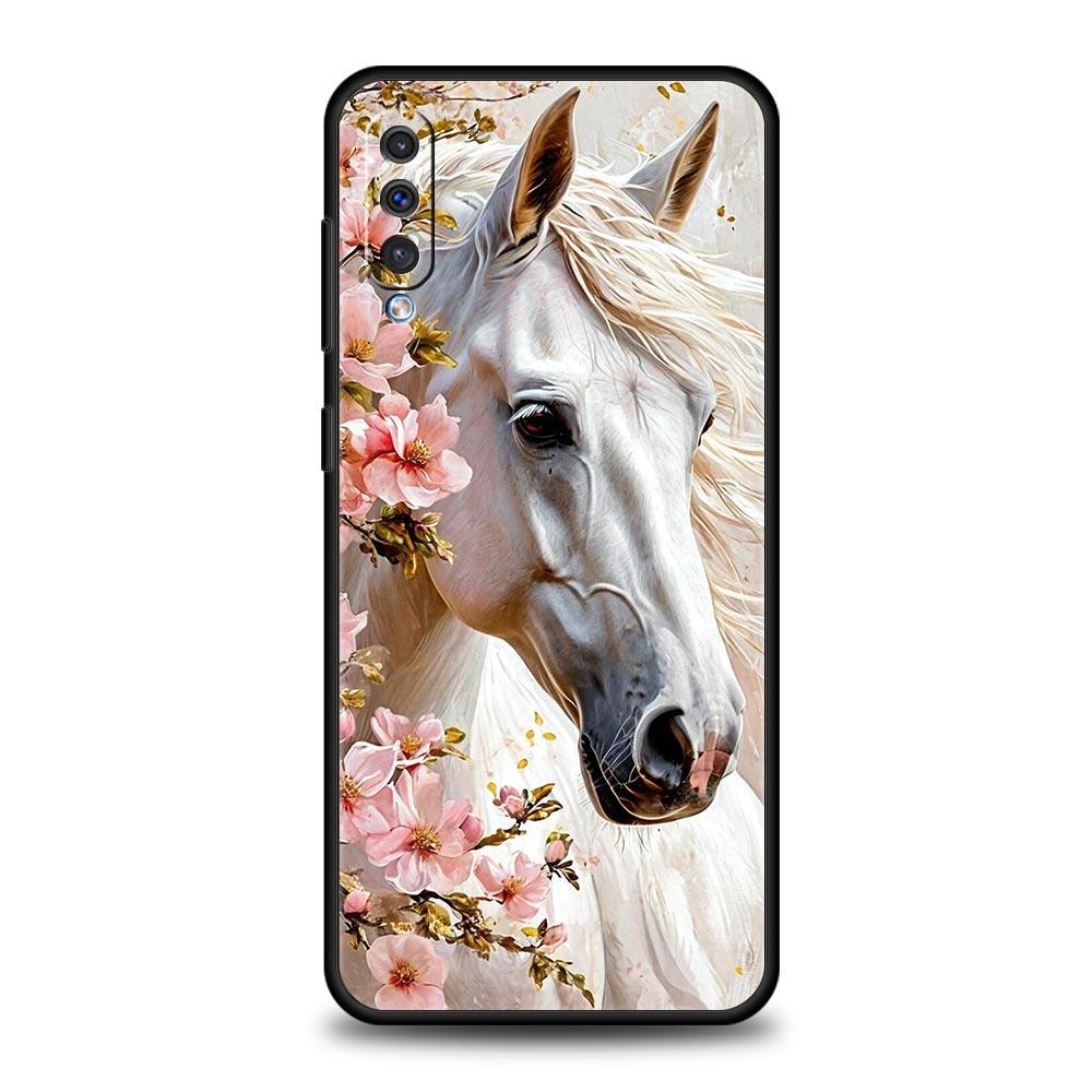 

Чехол для телефона Samsung A56 A36 A26 A54 A52 A24 A14 A50 A70 A40 A06 A12 A22 A34 A42 A32 5G A04s A16 Белые скачущие лошади Samsung A52 5G