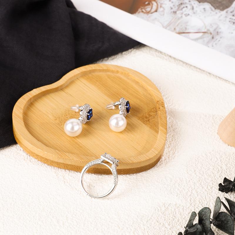 Herzförmiges Umweltfreundliches Bambus Holztablett Lebensmittel Tee Kaffee Servierplatte Obst Brot Geschirr Snack für Zuhause