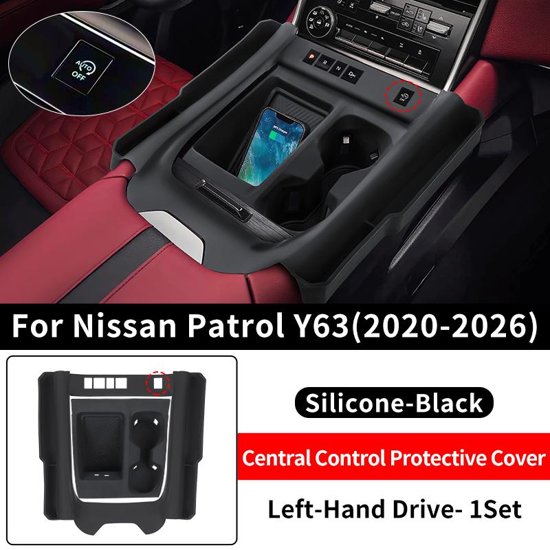 For Nissan 2024 2025 2026 Patrol Y62 Y63 Center Console Silicone Cover Anti-Scratch Protective Case for Cup Holder Armrest
