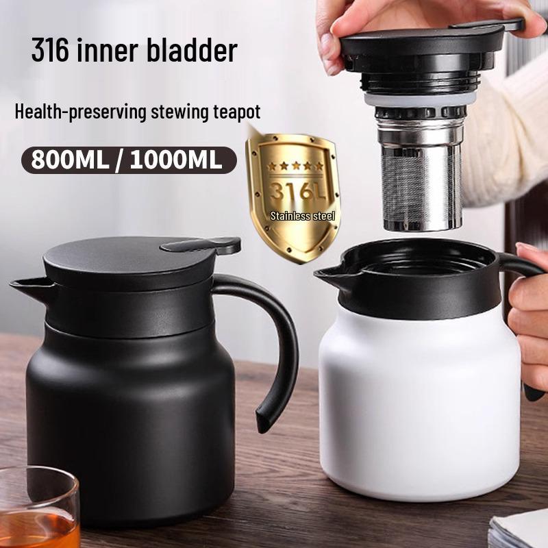 Large Capacity Insulated Stainless Steel Tea Infuser Kettle with Health-Supporting Stewing Pot