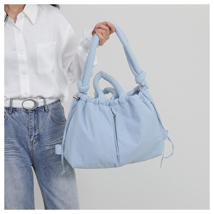 Ielgy Large-Capacity Solid Color Cotton-padded Clothes Bag All-Match Cross-Body Shoulder Bag