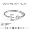 EMANCO Birthstone Initial Custom Ring Open End Ring Stainless Steel Name Custom Jewelry Women's Ring