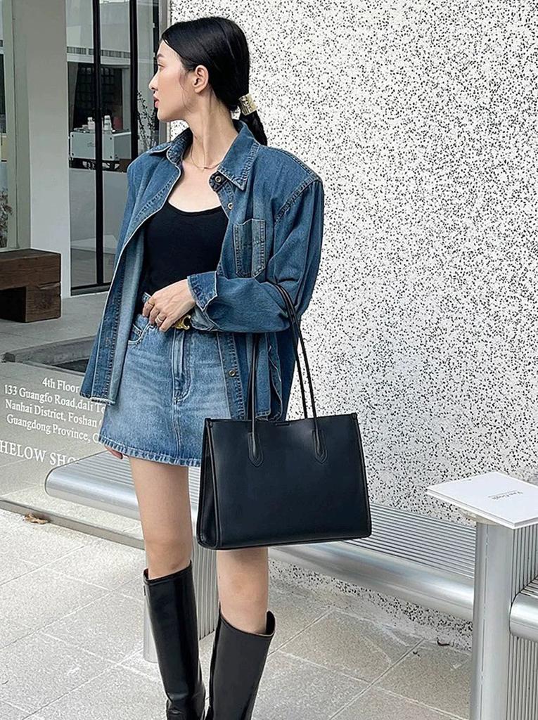2026 New Style Soft Top Grain Cowhide Tote Bag for Work Commute - Versatile, High-End, Large Capacity Shoulder Bag