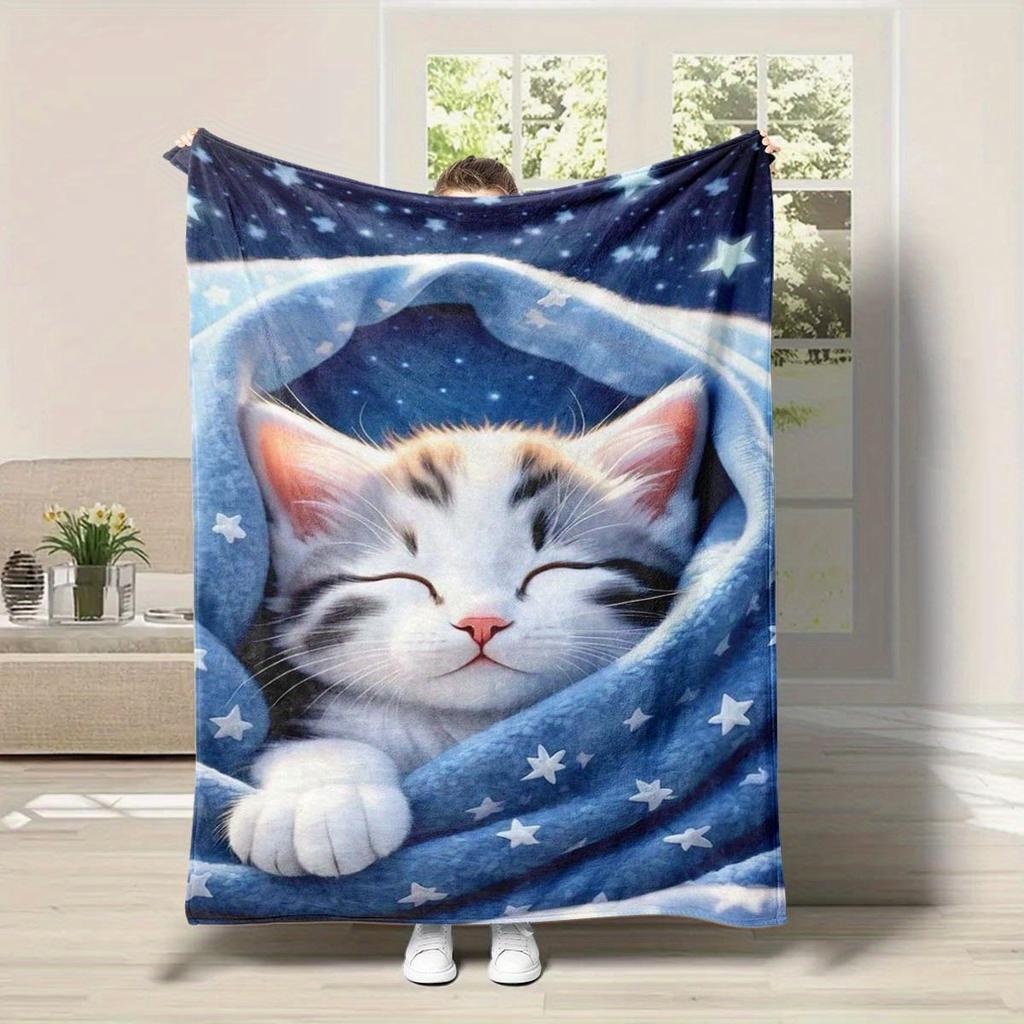 Cute Cat Blanket In Sleeping Blanket - Soft, Comfortable, Fashionable Decoration, Bringing Ultimate Comfort To Families