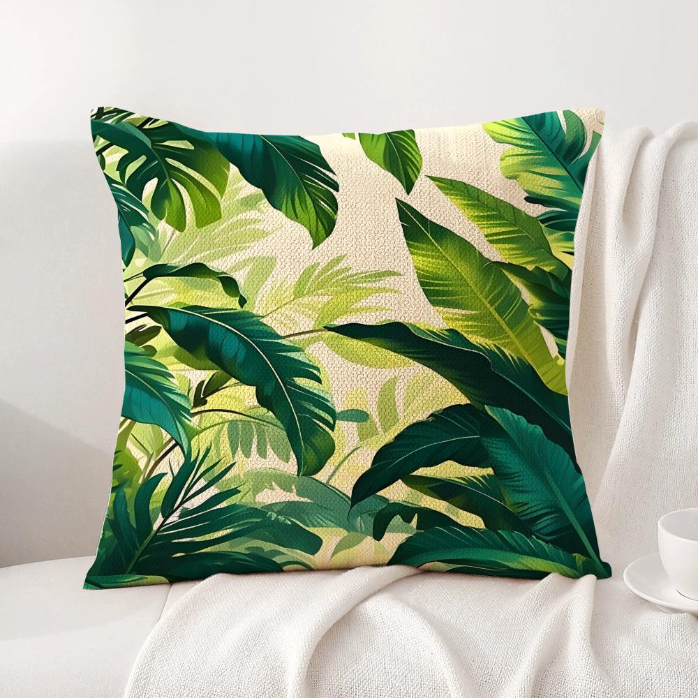 Classic Palm Leaves Cushion Cover Natural Linen Organic Fabric DoubleSided Printing Sofa Home Decor Gift Pillow Cover