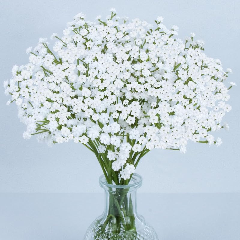 MAQIAHN 6 Baby Breath Artificial Flowers - Babies Breath Flowers Artificial Bulk Faux Flowers Bouquet White Flores Greenery Real Touch Fake Flowers 6