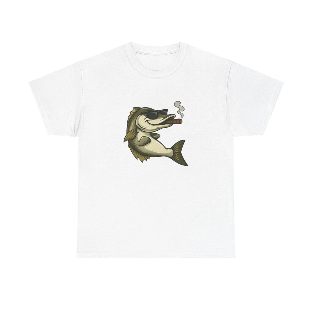 Unisex Adult T Shirt Snook With Sunglasses And Cigar Fishing Art