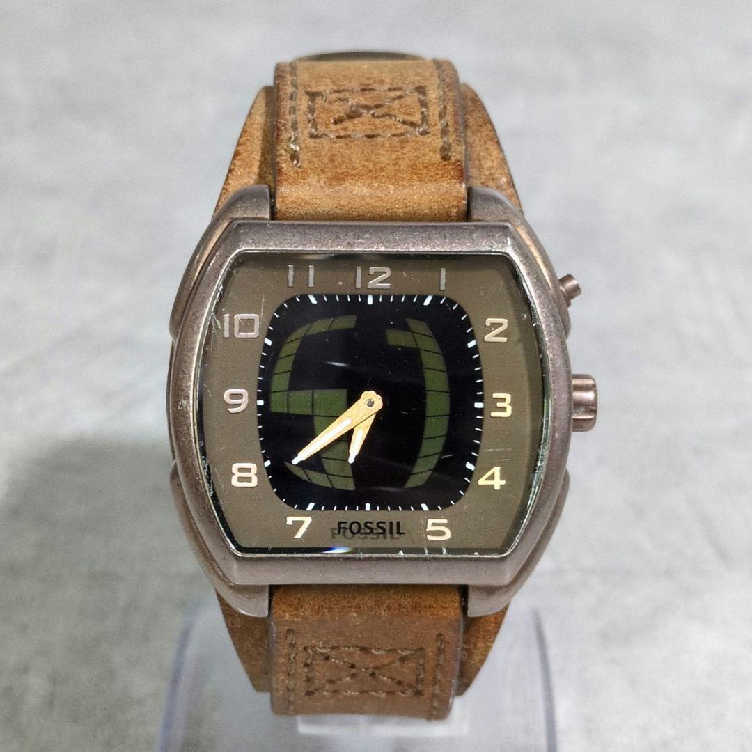 Used 00s [FOSSIL] Big Tick/BG-2194/Leather Band/Y2K/Genuine Leather/Archive/Vintage/Fossil