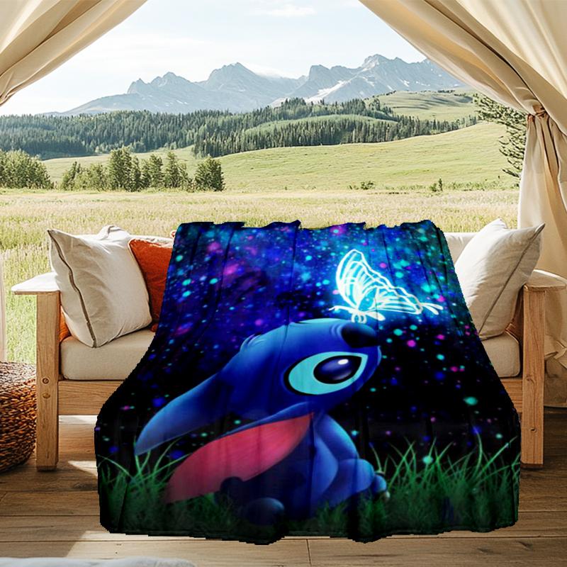 1PC Cartoon Aloha Alien 626 Printed Soft Flannel Blanket Throw for Adult Bedroom Living Room Sofa Camping Travel Fan Gifts Christmas Gifts