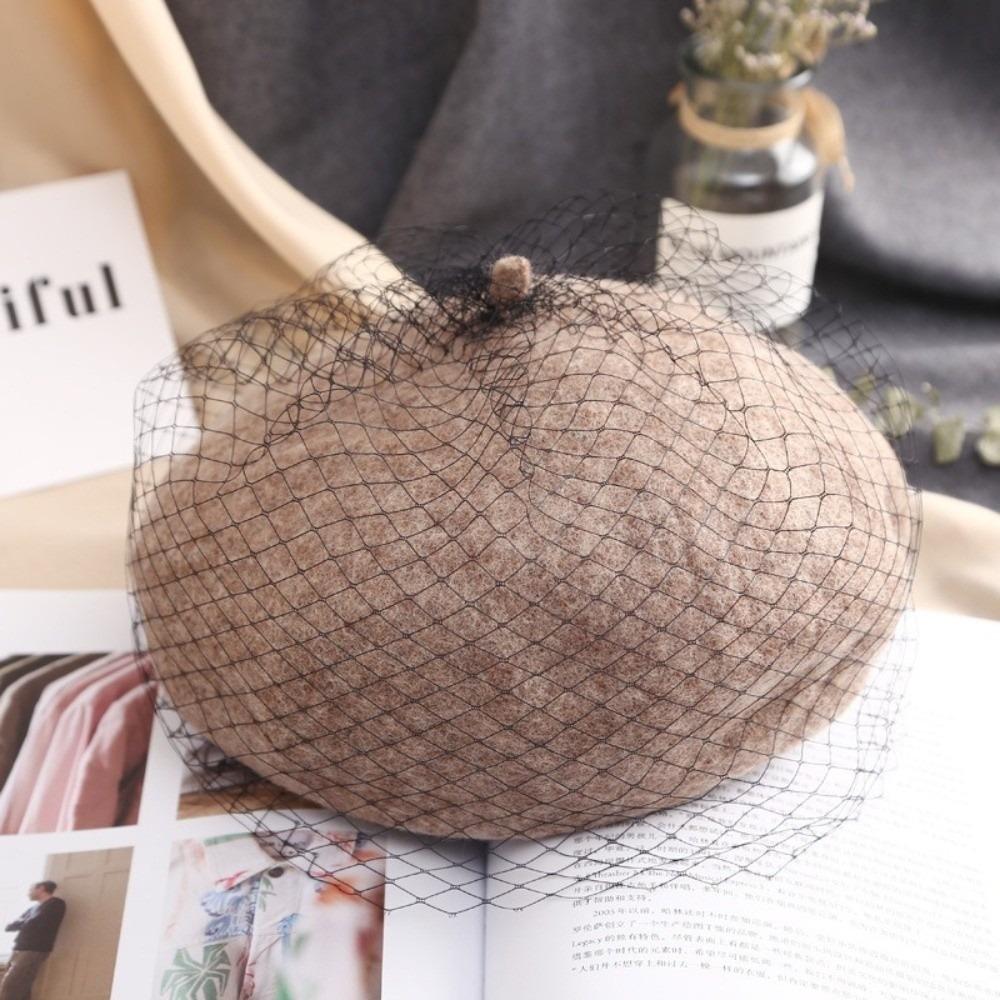 French Style Painter Hat Net Beanie Cap Vintage Mesh Wool Beret  Girl