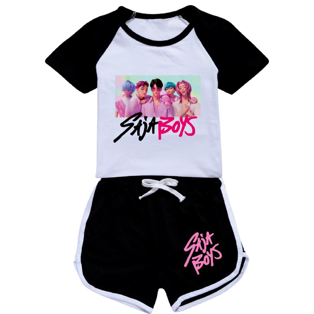 5028 Kids Girls Sajaboys POP Rumi Zoey Mira Print T-shirt Shorts Sport Tracksuit Clothes Set