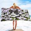 Dog With Flowers Pattern Microfiber Sand Free Beach Towel Oversized Quick Dry Absorbent Pool Towels For Pool Swimming Bathroom
