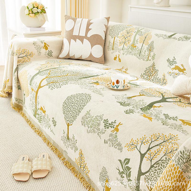 Double-Sided Sofa Cover Cloth High-Grade Four Seasons Universal All-Inclusive Dustproof Wishing Tree Chenille Anti-Scratching Sofa Towel