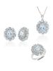 Simple 925 Sterling Silver Earrings Pendant Necklace Natural Sky Blue Topaz Gemstone Fine Jewelry Set for Women's Party Gifts