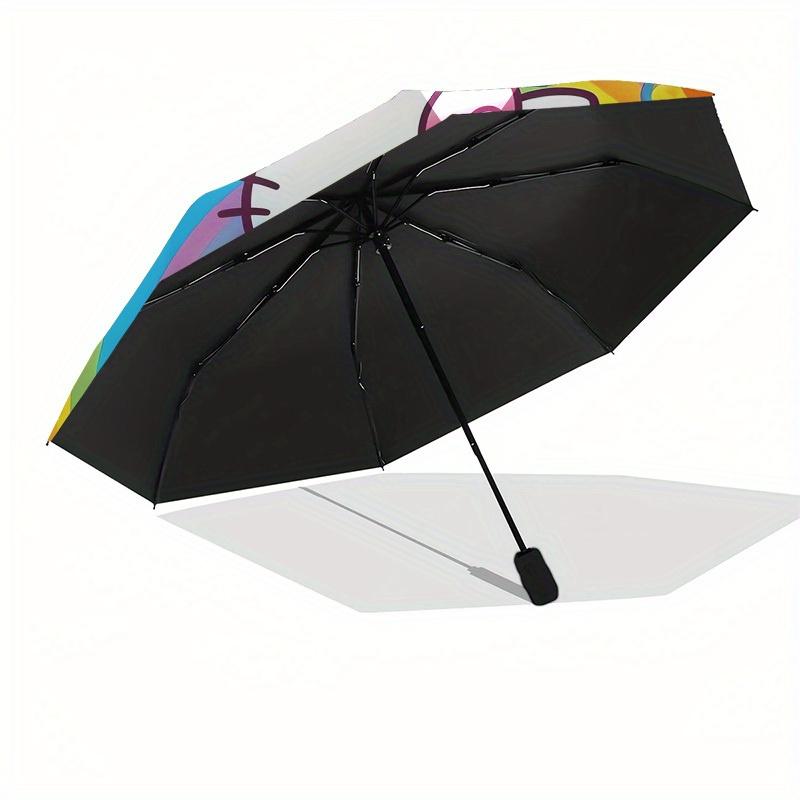 1pc Rainbow Hello Kitty Flowers Butterfly Umbrella with Plastic Handle,Suitable for All Seasons Home Travel Outdoor UmbrellaSanlio357