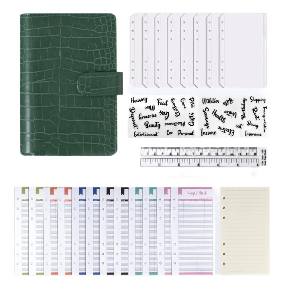 A6  Pattern PU Leather Budget Organiser with Magnetic Buckle Budget Planner Financial Planner Budget Binder Money