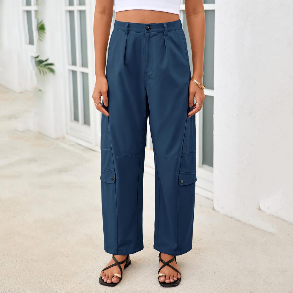 Pantalon Femme Élastique Taille Haute Coupe Décontractée Jambe Large Pantalon Long Pantalon Avec Poches