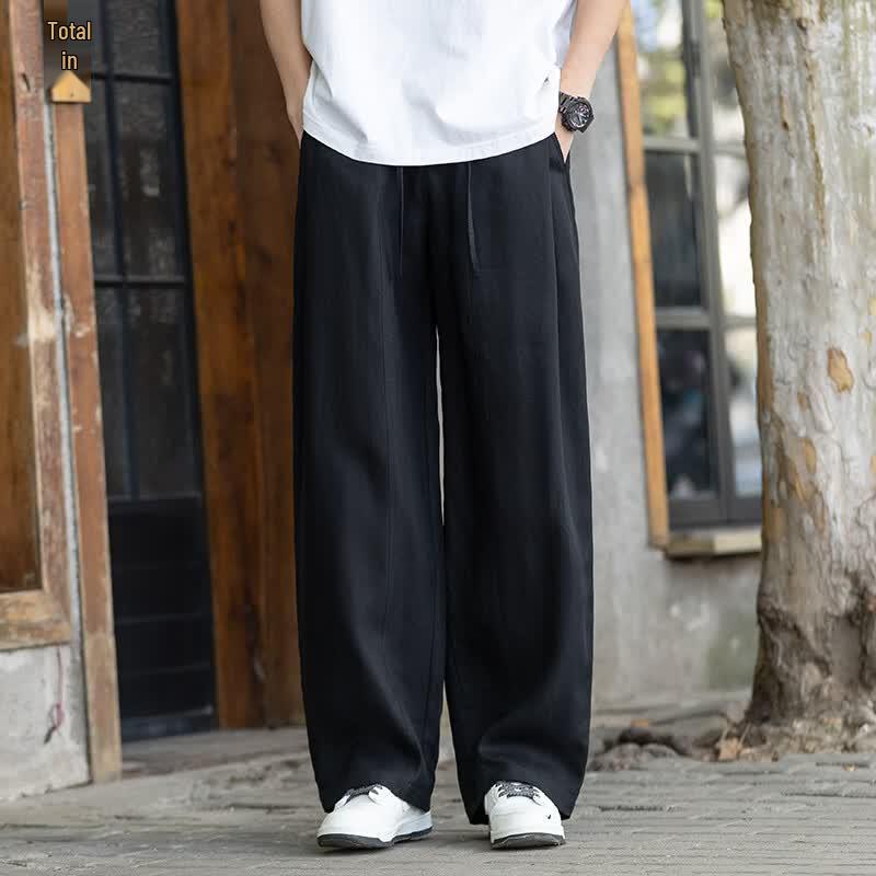 ROMON Men s Linen Tencel Straight Casual Pants 3XL