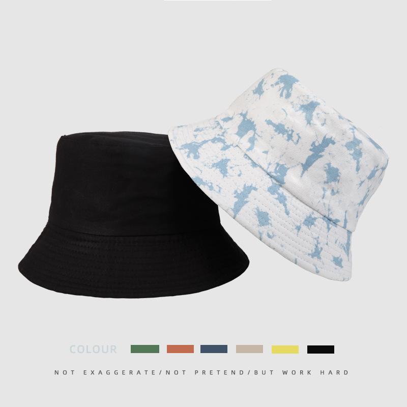 Versatile Hat Style Retro Tie Dye Printing Womens Sunshade Fishermans Hatscaps