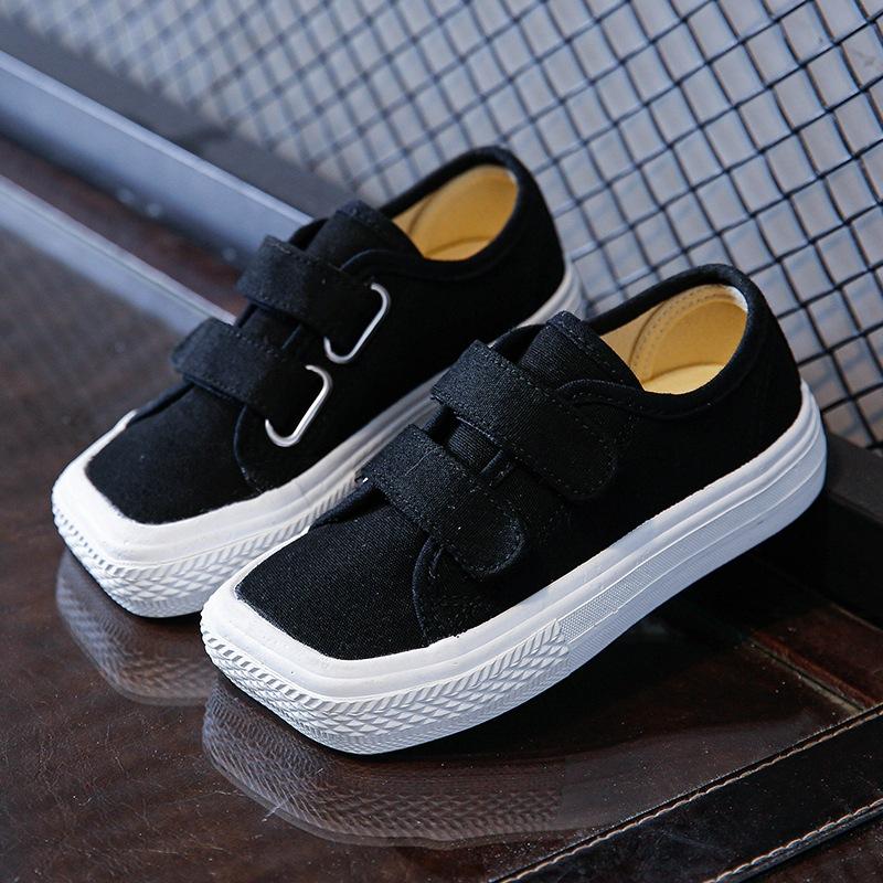 

Autumn Girls Boys Canvas Shoes Soft Sports Sneaker Black Kids Running Sneakers Zebra Lattice Prints Square Toe Soft Children 25