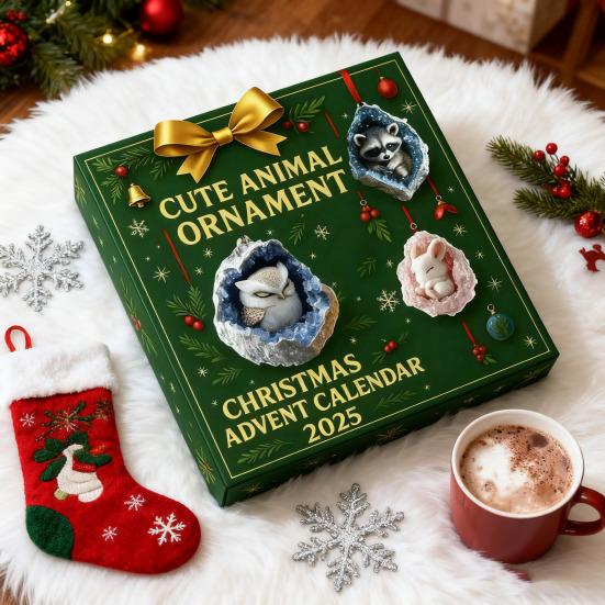 Christmas Countdown Calendar Box 24-Day Advent Calendar Acrylic Forest Animal Hanging Decorations Festive Atmosphere Enhancer