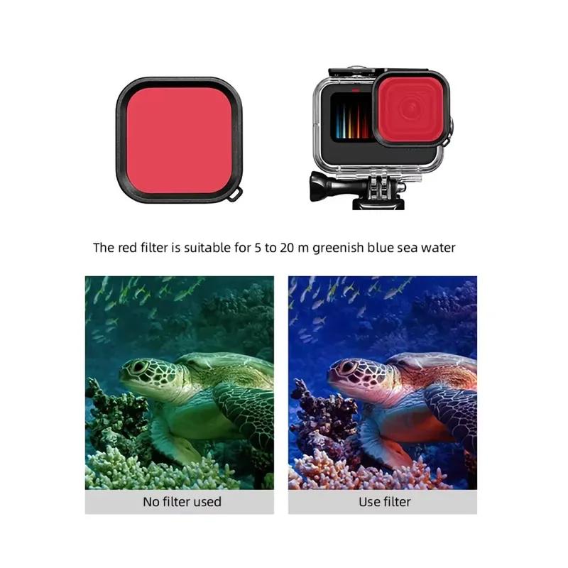 Hero 13/12 Waterproof Case Housings Diving Filter Underwater Dive Shell For GoPro Hero 13 12 11 10 9 Action Camera Accessories