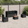 Vidaxl 6-Cz. Garden Furniture Set With Cushions, Black Poly Rattan