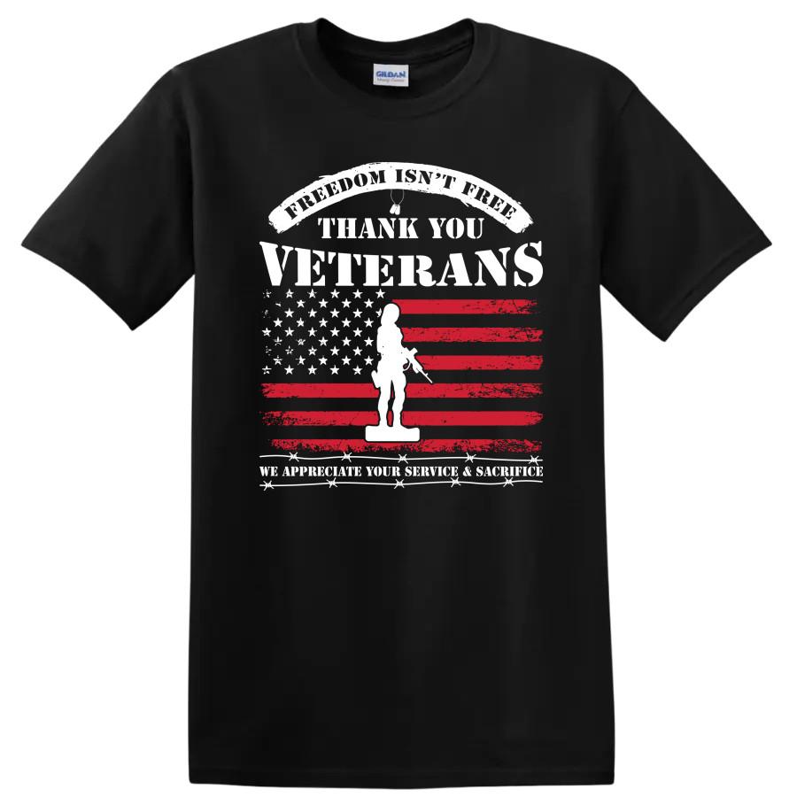 Veterans Thank You T Shirt American Flag Soldier Graphic Tee