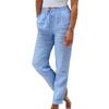 Elastic Waist Simple Cotton and Linen Wide-leg Pants, Summer Ladies Loose Trousers