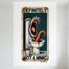 Vintage Monster Toilet Metal Tin Sign, Dark Teal Rusty Border, 'DEFINITELY NOT A MIMIC' Text, Tommylloyd Art, Horror Home Decor
