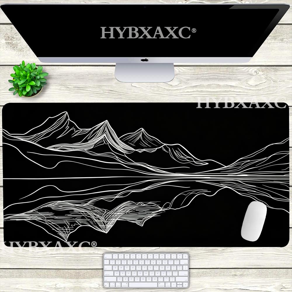 HYBXAXC  Minimalist Mountain Desk Mat Black  White Landscape Mouse Pad Line Art Computer Mat Desk for Office Gamer Mousepad