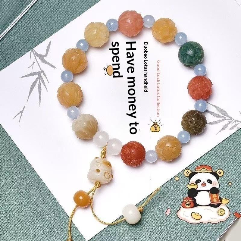 

Classic Retro Style Peach Blossom Koi Carp New Chinese Style Handstring Chinese Style Versatile Fresh Art Handstring For Women